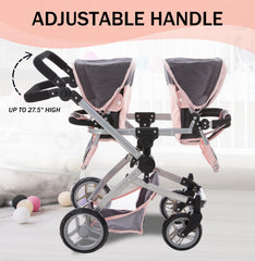 Dolls To Play adjustable-handle stroller adapts to growing kids during playtime.