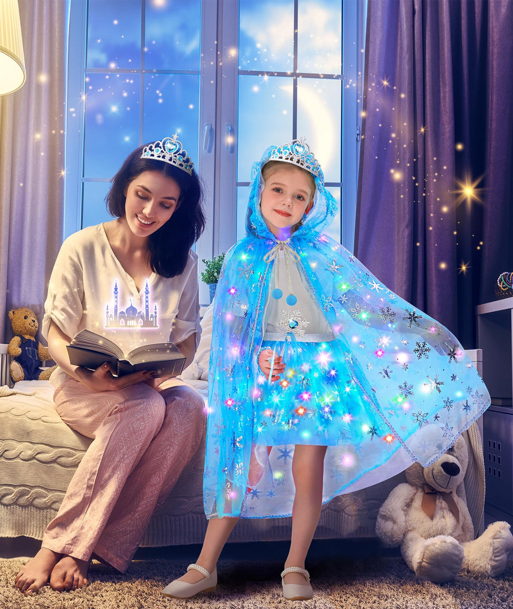 DOLNOW flowing sequin princess cloak with gradient colors sparks imaginative dress-up.