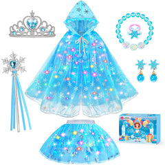 DOLNOW light-up princess cape with vivid LEDs for magical night play.
