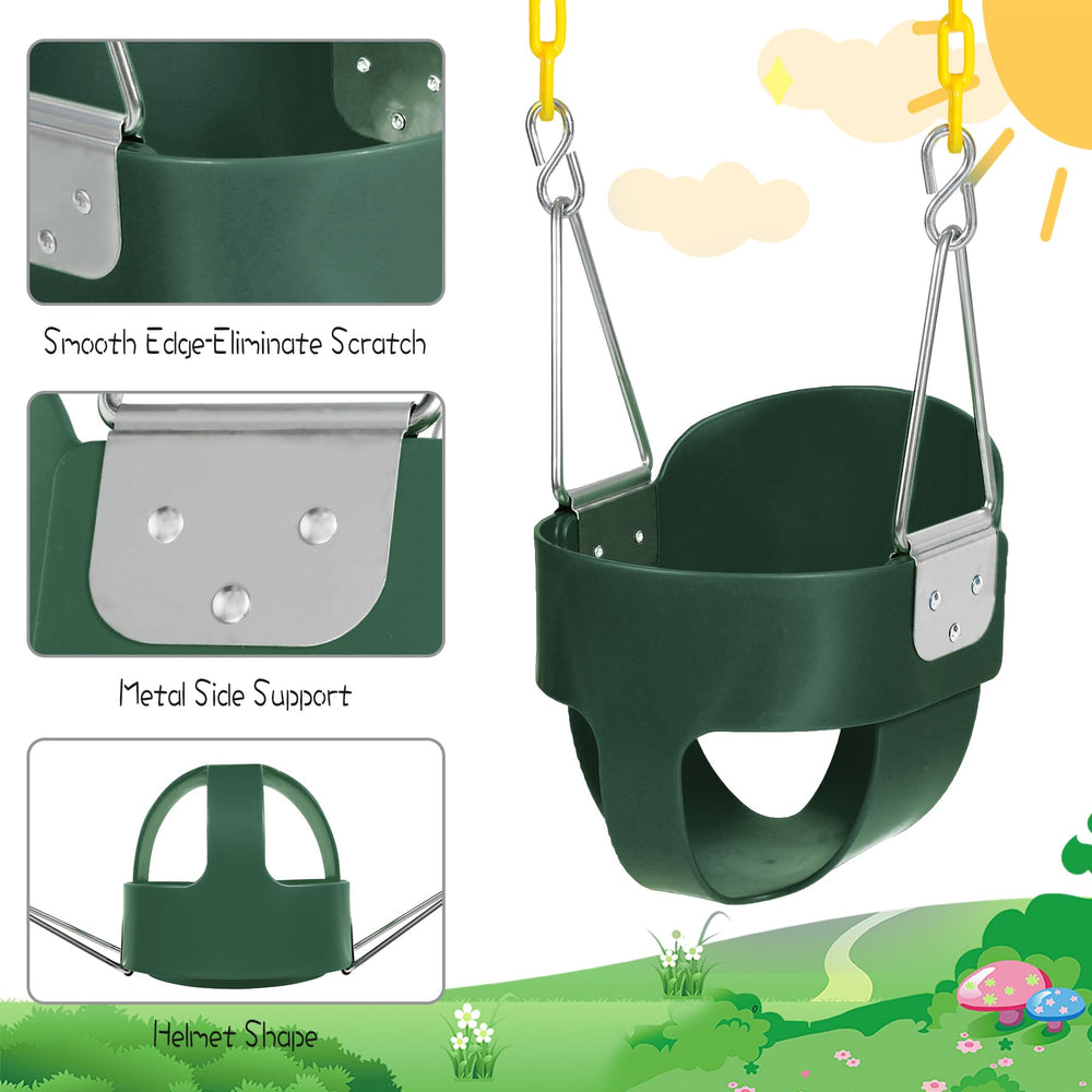 Domaker stainless steel coated chains close-up shows soft-touch coating for kids.