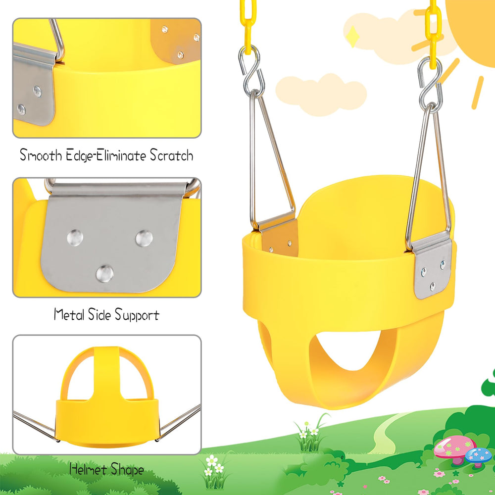 Domaker high-back bucket seat provides secure seating during outdoor play.