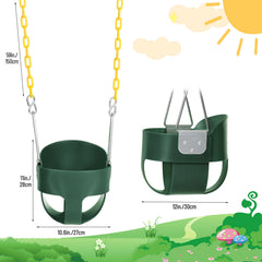 Domaker high-back bucket swing seat provides secure support during play.
