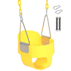 Domaker toddler swing seat mounted on a tree for backyard play.