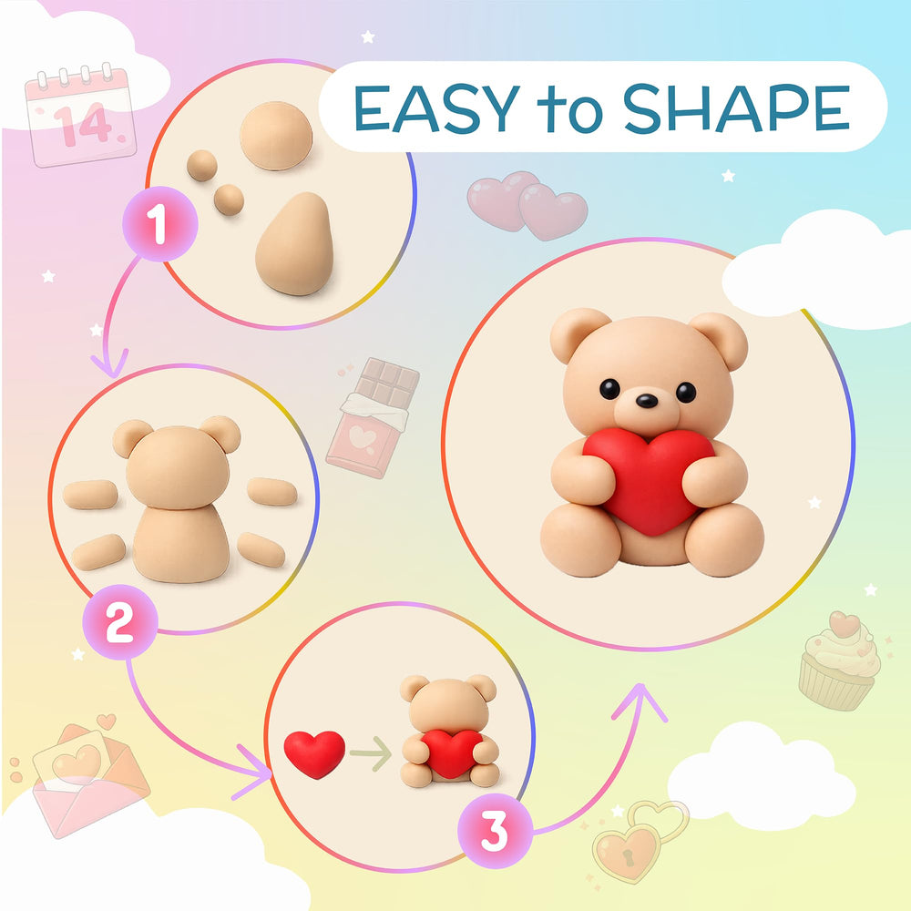 Domqo air dry clay feels soft and non-sticky for clean hands.