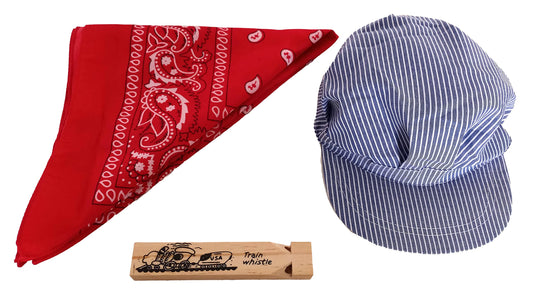 Dondor children's train conductor hat, adjustable for growing heads.