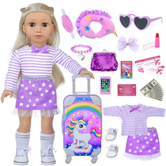 DONTNO 18-inch doll unicorn travel suitcase for imaginative play