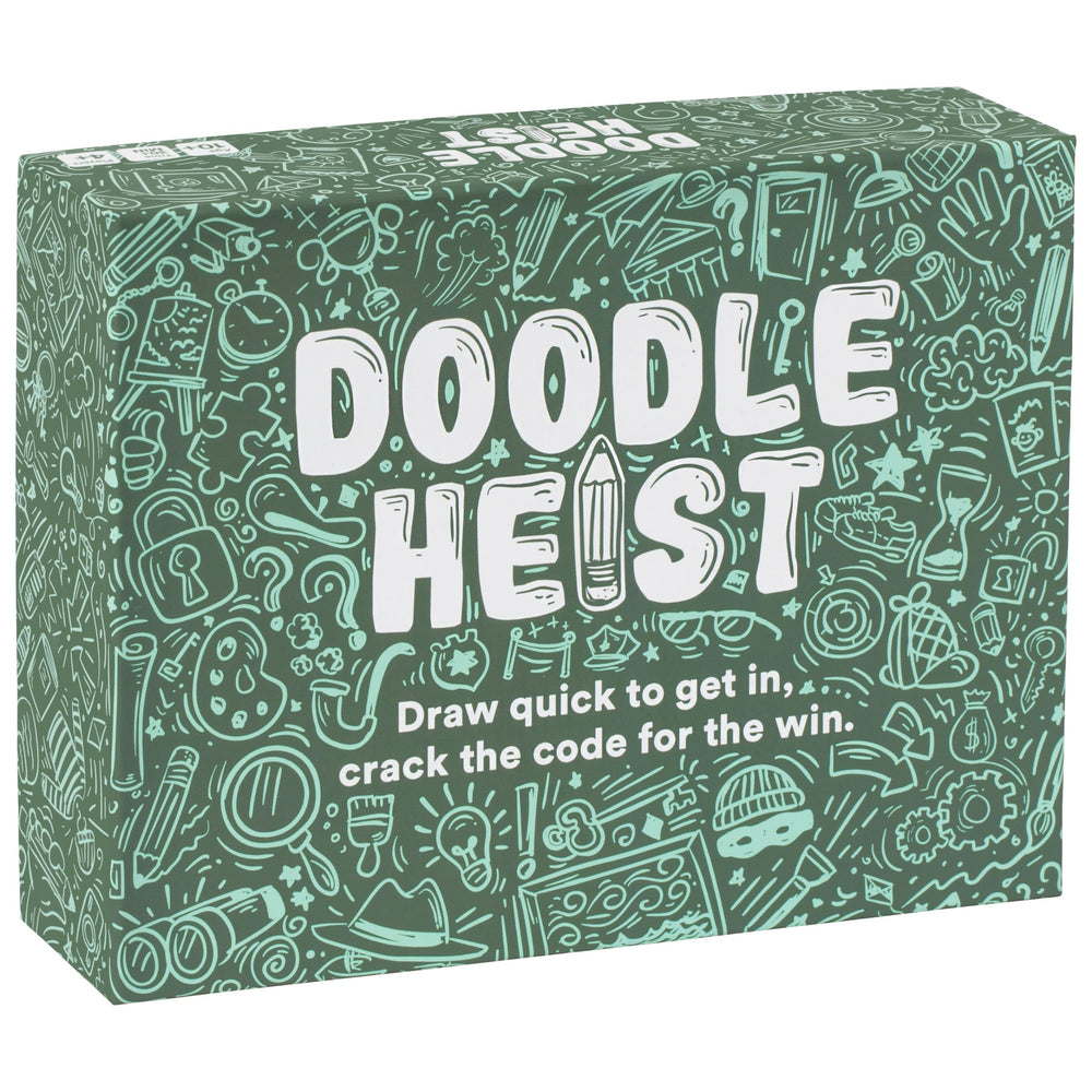 DOODLE HEIST team drawing on the board for fast-paced group fun.