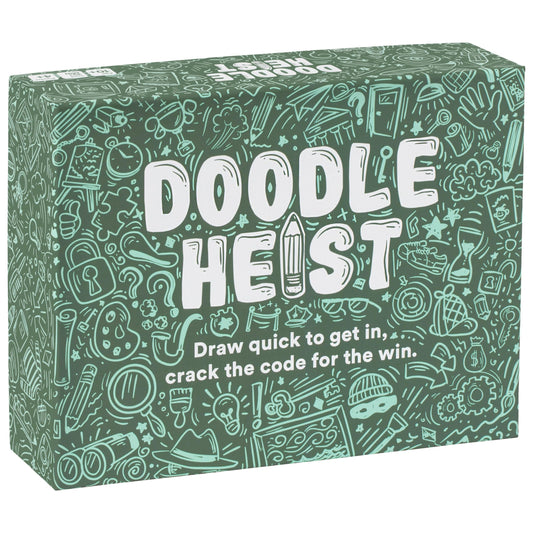 DOODLE HEIST team drawing on the board for fast-paced group fun.
