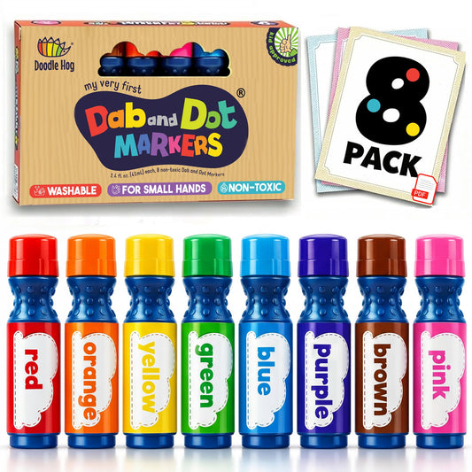 DOODLE HOG 8-color washable dot markers for mess-free art fun