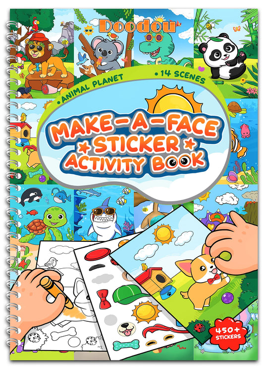 DOODOU sticker coloring book cover, travel-friendly design enhances on-the-go sessions