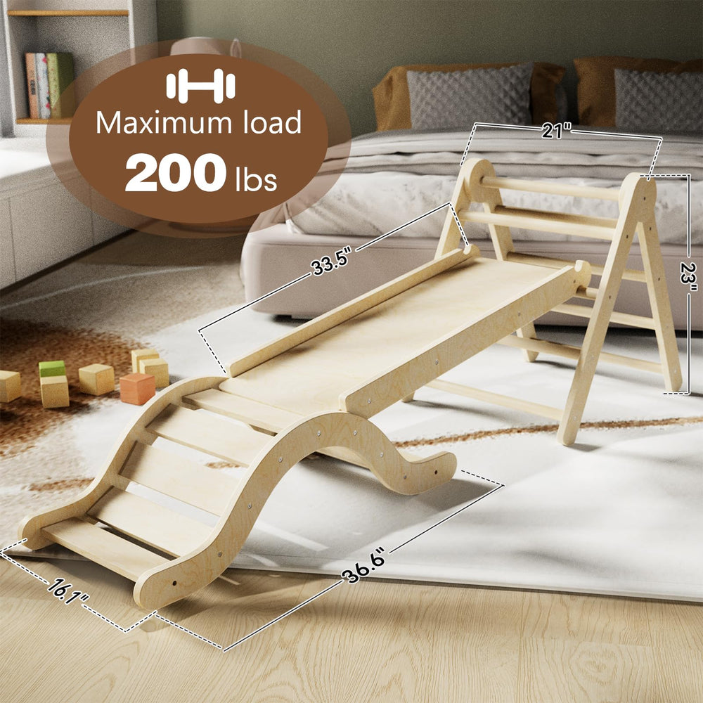 Doowroodni Pikler triangle compact storage enables easy tidying