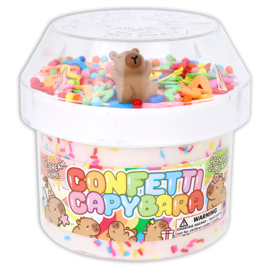 Dope Slimes Confetti Capybara ice cream slime 8oz, showcasing soft texture and birthday cake scent.