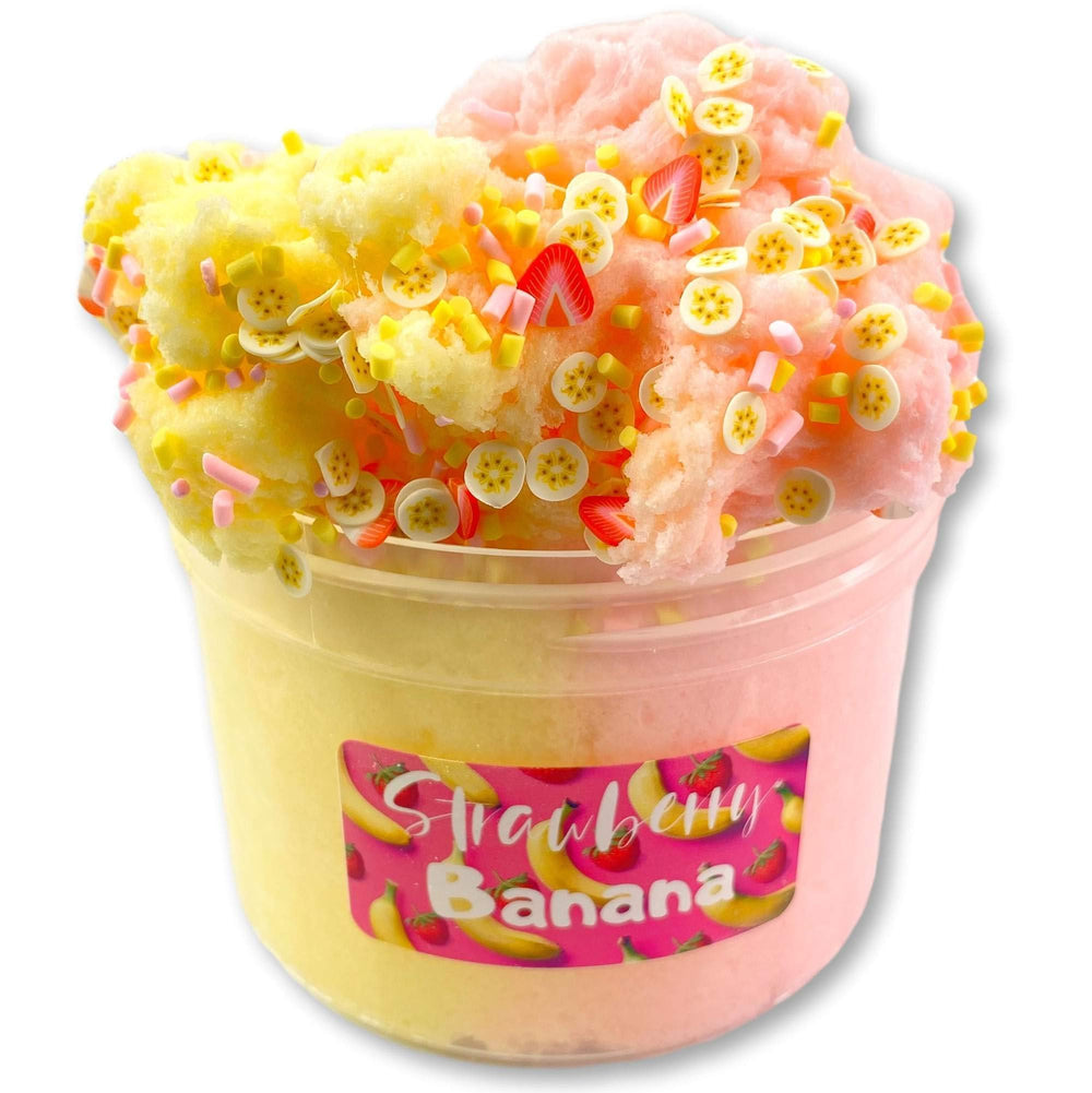 Dope Slimes Strawberry Banana dense-soft cloud slime invites squeezes