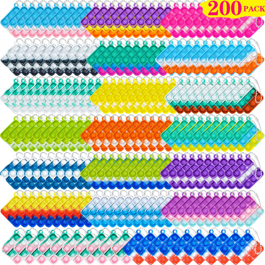 DOPWQAA mini pop bubble keychain set with colorful silicone bubbles for portable fidget fun.