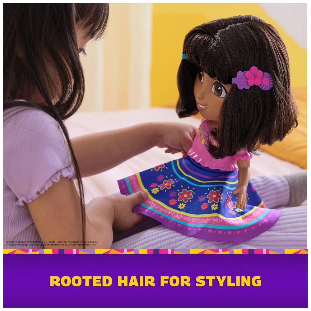 Pressing Dora’s flower on her shoes activates dance and phrases.