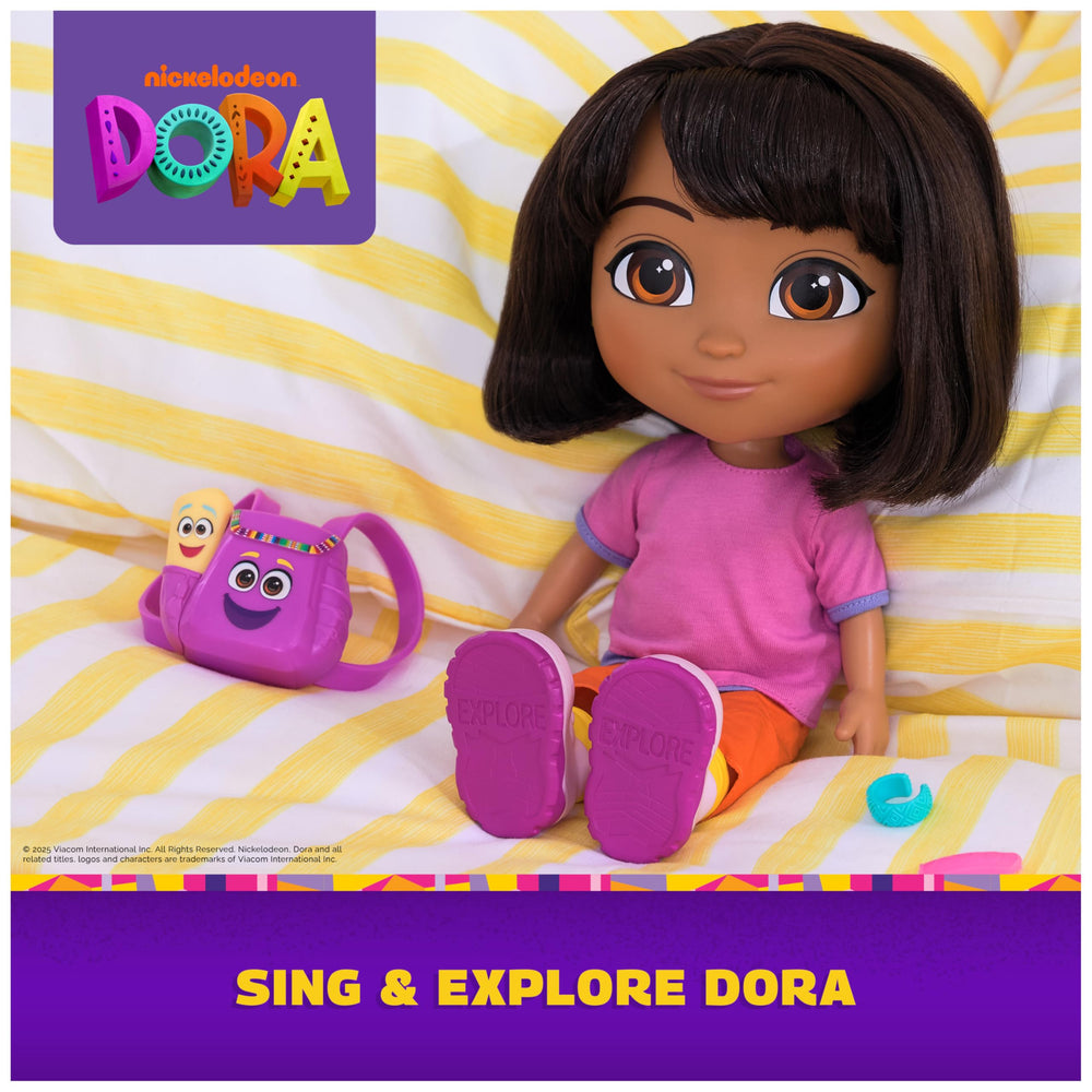 Dora Sing & Explore belly press activates music and bilingual phrases for interactive storytelling