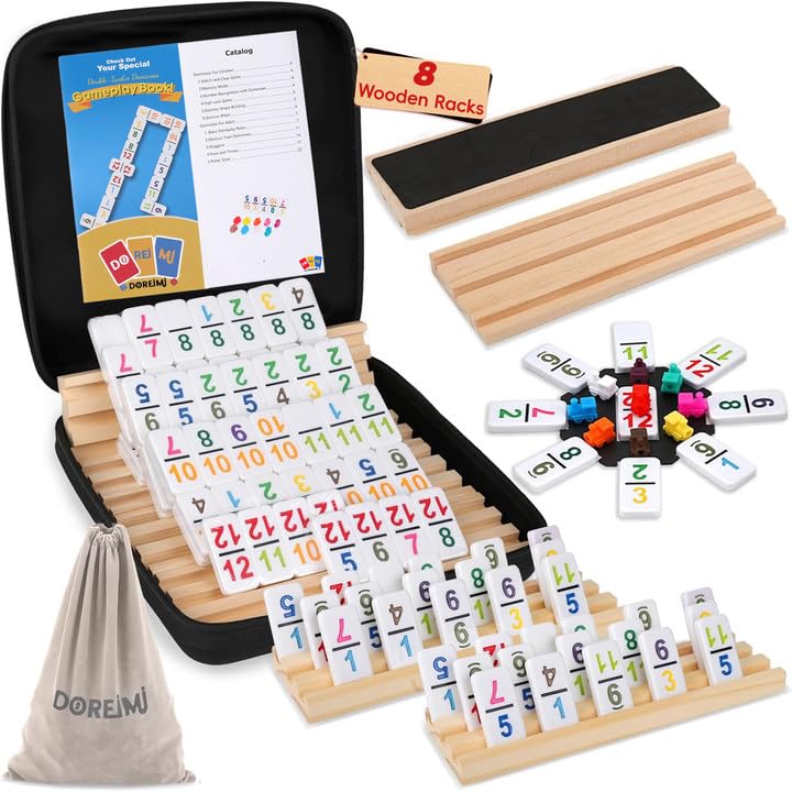 Doreimi Mexican Train domino tiles with vibrant pips