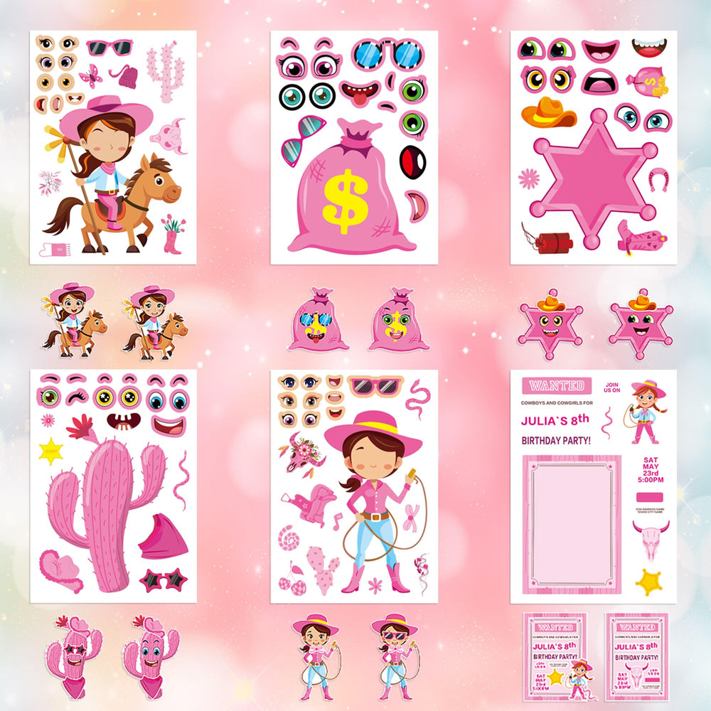 Dorgua cowgirl stickers with mix-and-match accessories for creative scenes.