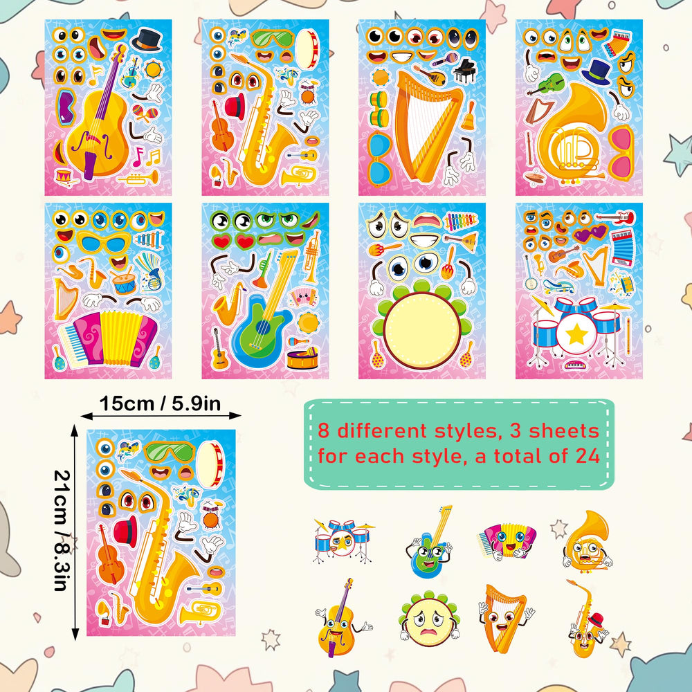 Dorgua guitar stickers: bright, mix-and-match pieces for classroom crafts.