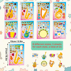 Dorgua guitar stickers: bright, mix-and-match pieces for classroom crafts.