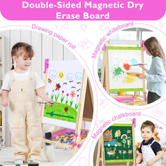 Doselie double-sided magnetic board enables chalk on one side and dry erase art on the other