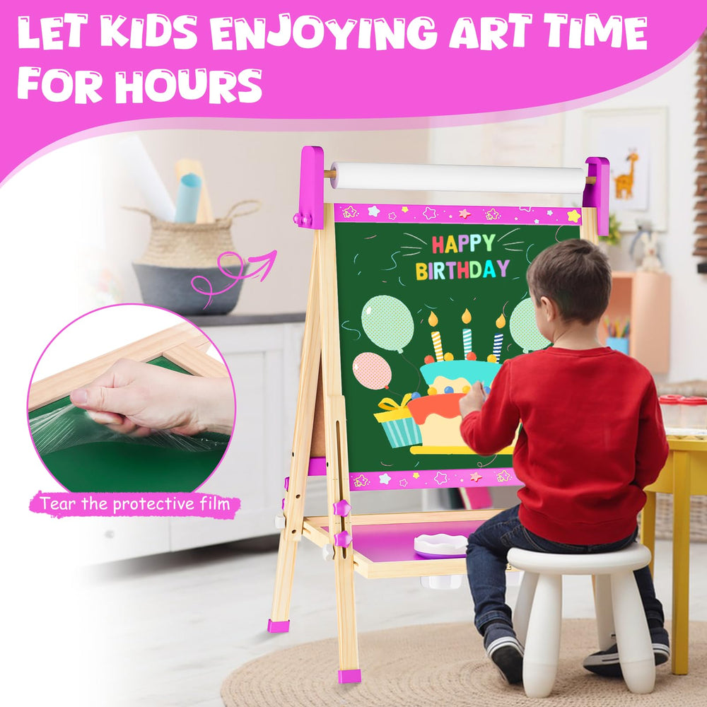 Doselie easel includes paints markers chalk and accessories for quick setup