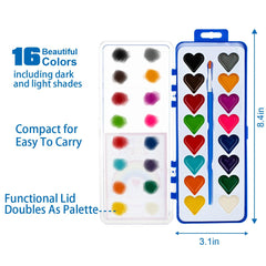 DOSEWART heart watercolor set lid doubles as palette for blending colors.