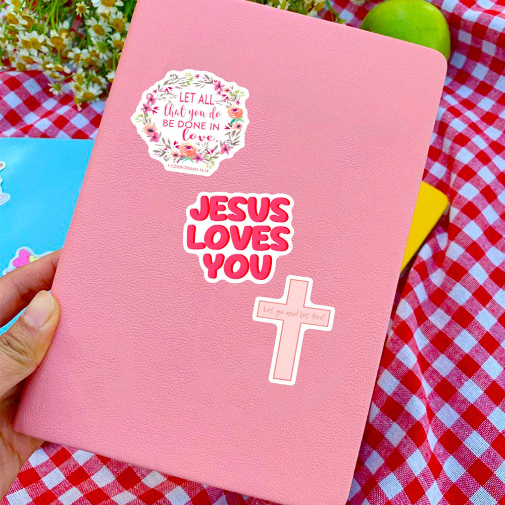 DothRayan Bible Verse Stickers with varied verses, perfect for laptops and bags.