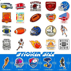 DothRayan football stickers on a laptop for removable, fade-resistant customization.