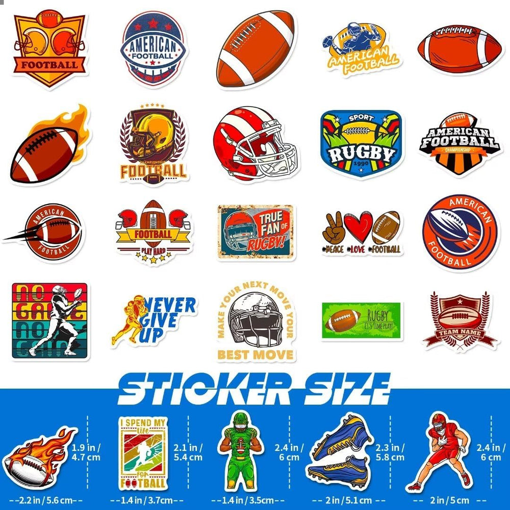 DothRayan football stickers on a skateboard for vibrant, durable surface décor.
