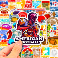 DothRayan football stickers on a snowboard for sturdy, splashproof decoration.