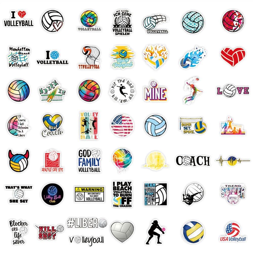 DothRayan volleyball stickers on helmets or boards, show team spirit.