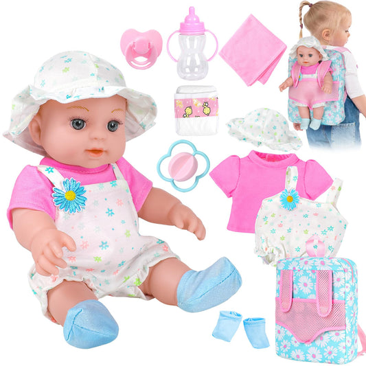 DOTVOSY 12-inch daisy doll wearing outfits for imaginative play and cuddling.