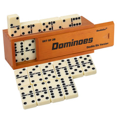 Doublefan dominoes 28 tiles set in brown box for easy storage and play