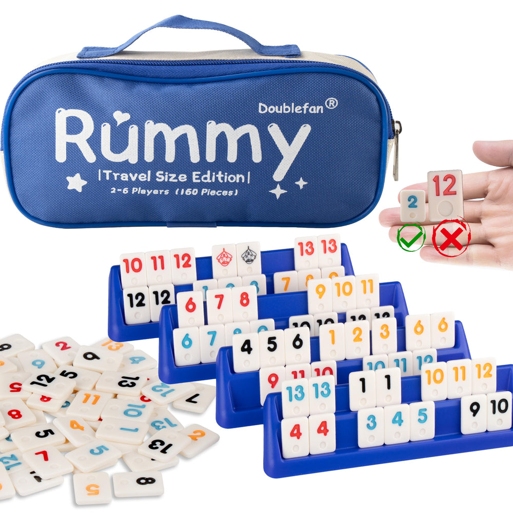 Doublefan Mini Rummy Cube tiles in bright colors for quick matching during play.