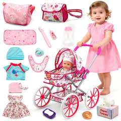Doublekai baby stroller 8-inch EVA wheels enable smooth movement on floors and lawns.