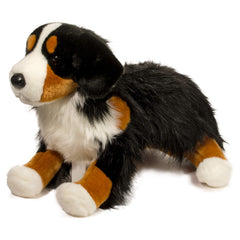 Douglas Alps Bernese Mountain Dog plush stitched eyes, expressive face encourages gentle care.