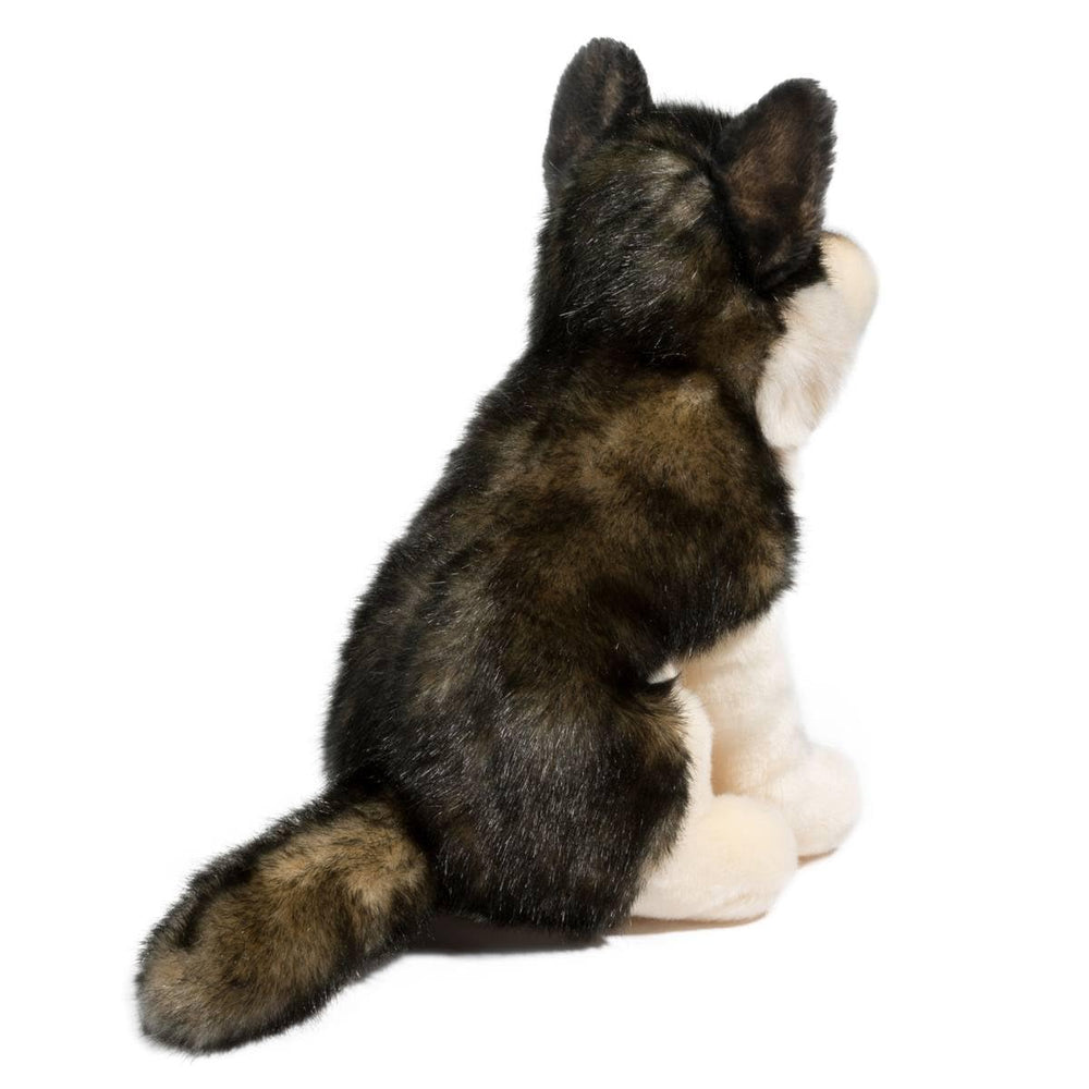 Douglas Atka Wolf plush close-up reveals soft coat and airbrushed realism.