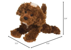 Bosco plush with amber eyes and floppy legs inviting gentle play