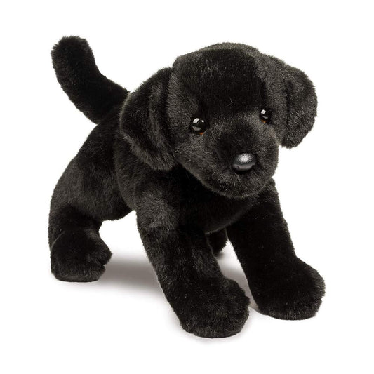 Douglas Brewster Black Lab plush coat highlights durable, cuddly fabric for long-lasting play