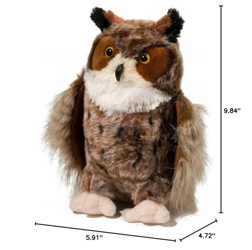 Douglas Einstein Great Horned Owl plush, perfect cuddle buddy and decorative shelf companion