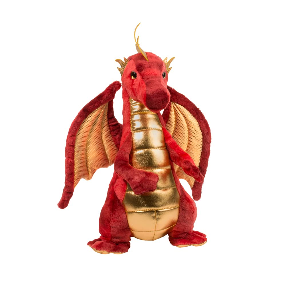 Douglas Eugene Red Dragon plush stands 10 inches tall for kids on the go.
