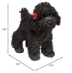 Douglas Gigi plush poodle with red ribbon—portable friend for travel and bedtime