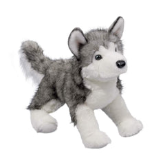 Douglas Lobo Husky plush with gray coat and blue eyes for lifelike cuddles
