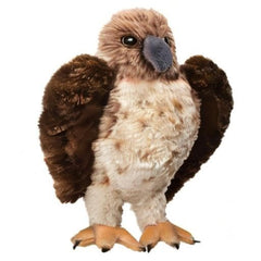 Douglas Orion red-tailed hawk plush, close-up of eyes and beak, great for storytelling and cuddle time.