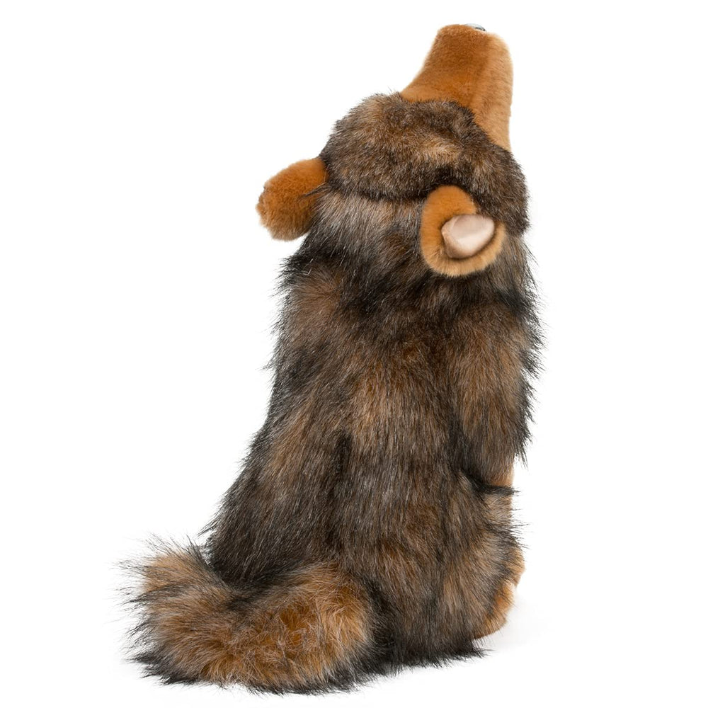 Douglas Rambler 11-inch coyote plush, gray-brown-white fur, ideal home décor accent.