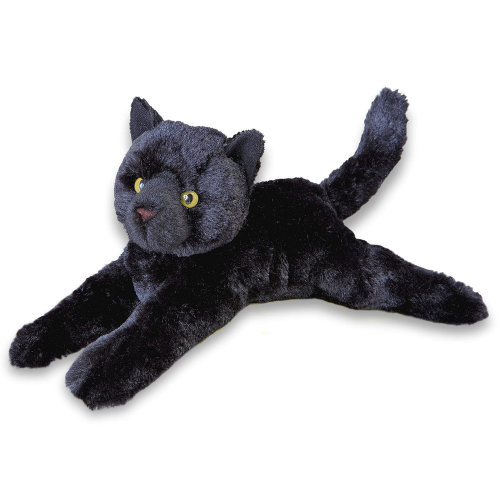 Douglas Tug Black Cat plush face detail with olive green eyes for cuddly playtime.