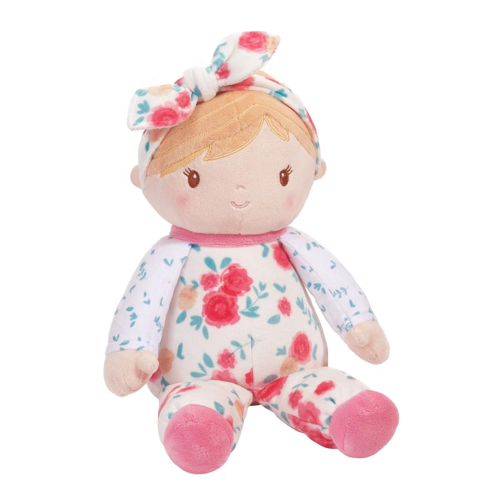 Douglas Vera Floral Soft Doll in flower-print pajamas and headband for comforting hugs.