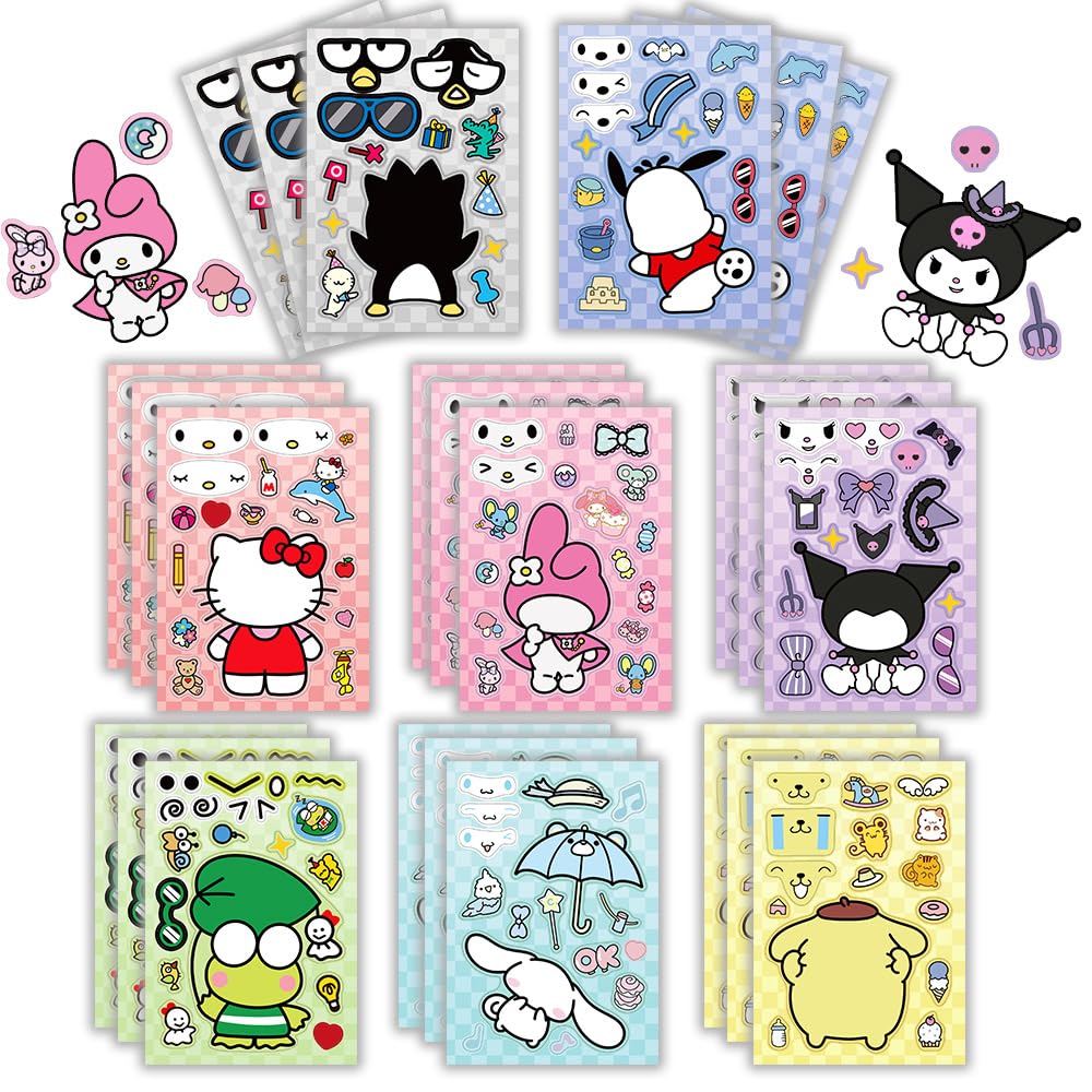 Dovipta cute anime stickers on 24 sheets for vibrant notebook decorating.