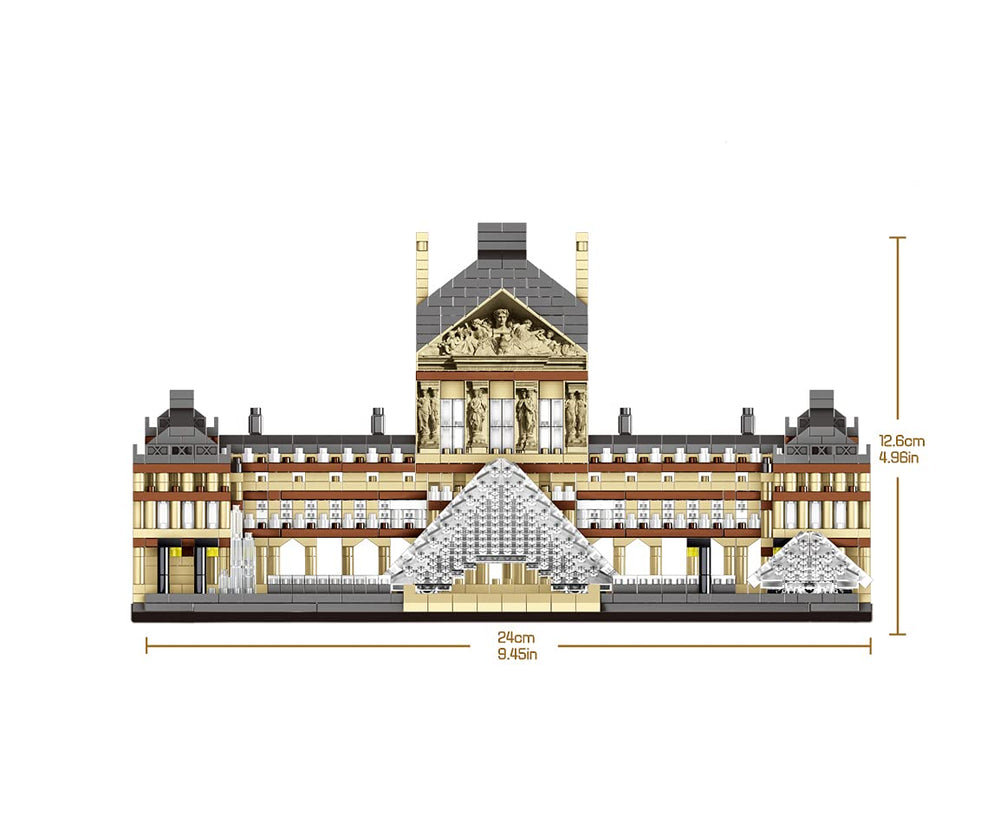 dOvOb Louvre micro building blocks set side angle displays structural precision